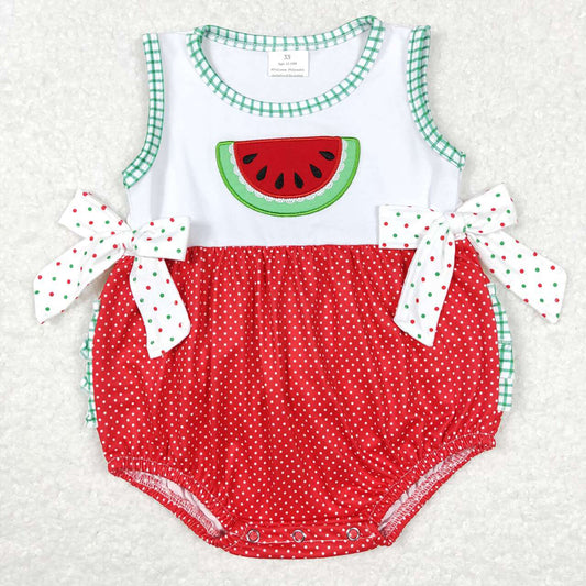 Baby Infant Girls Watermelon Bows Ruffle Rompers