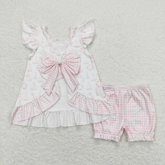 Baby Girls Pink Sea Bow Tunic Summer Shorts Clothes Sets