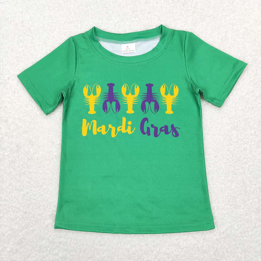 Baby Boys Mardi Gras Crawfish Green Short Sleeve Tee Shirts Tops