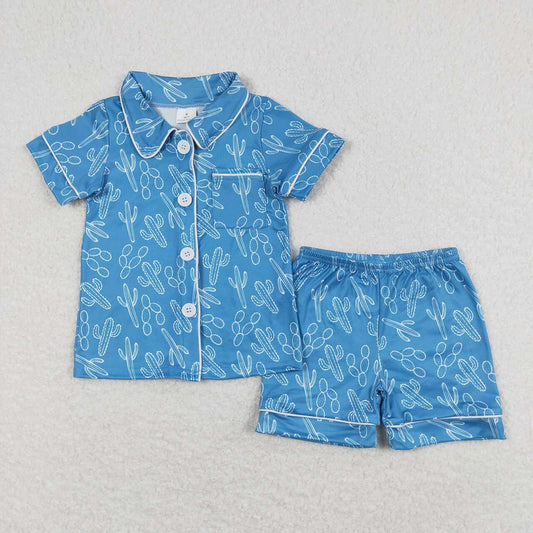 Baby Girls Western Cactus Buttons Shirt Shorts Pajamas Clothes Sets