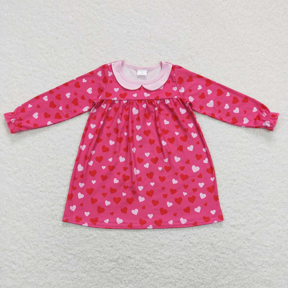 Baby Girls Pink Hearts Long Sleeve Valentines Dresses