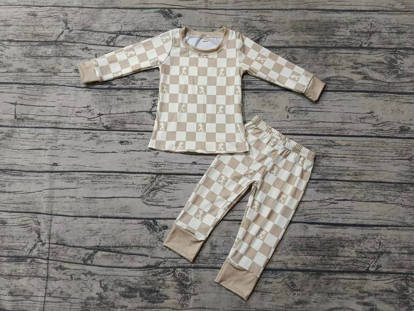 Baby Boys Mouse Checkered Top Pants Pajamas Clothes Sets preorder(MOQ 5)