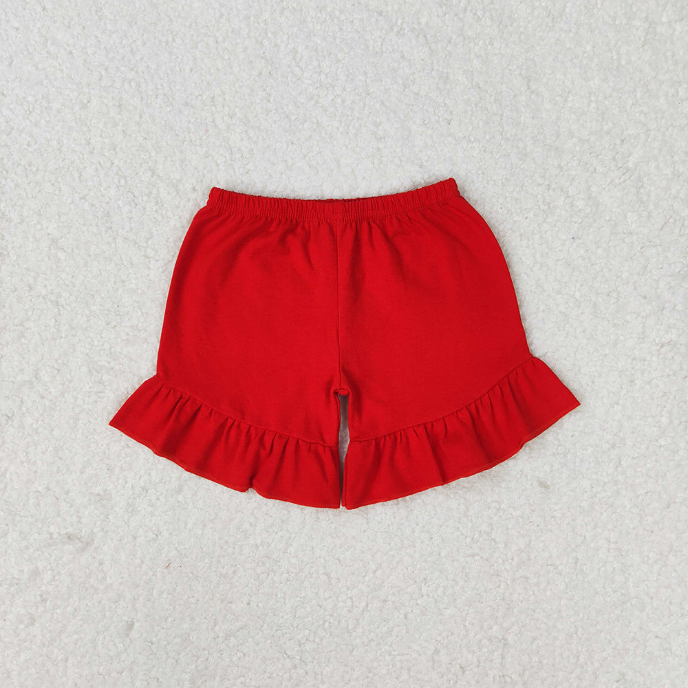 Baby Girls Red Cotton Ruffle Summer Shorts