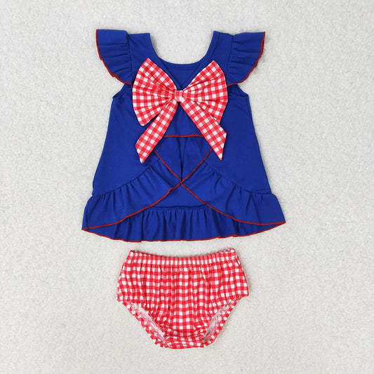 Baby Girls 4th Of July Flags Tunic Bummies Clothes Sets