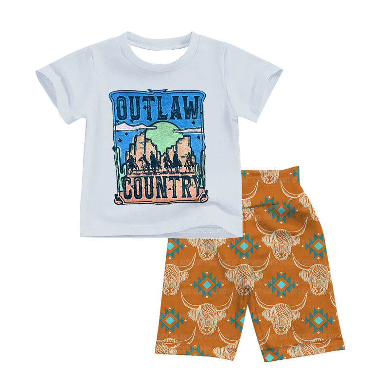 Baby Boys Country Tee Top Aztec Shorts Clothes Sets preorder(moq 5)