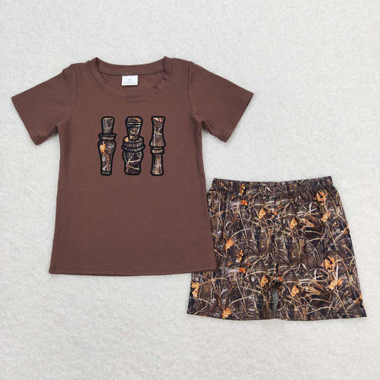 Baby Boys Brown Camo Duck Call Shirt Top Shorts Clothes Sets