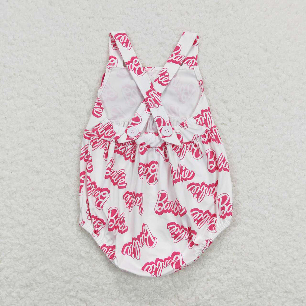 Baby Girls Pink Bow Doll Straps Rompers