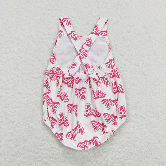 Baby Girls Pink Bow Doll Straps Rompers