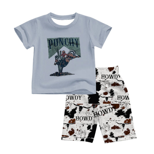 Baby Boys Howdy Cactus Tee Top Shorts Clothes Sets preorder(moq 5)