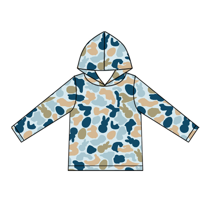 Preorder (moq 5)Baby Boys Southern Rabbits Eggs Camo Easter Hoodies Top