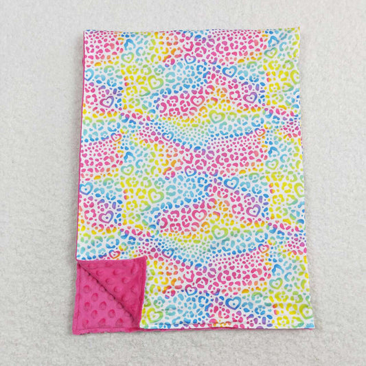 Baby Girls Pink Colorful Leopard Minky Blankets