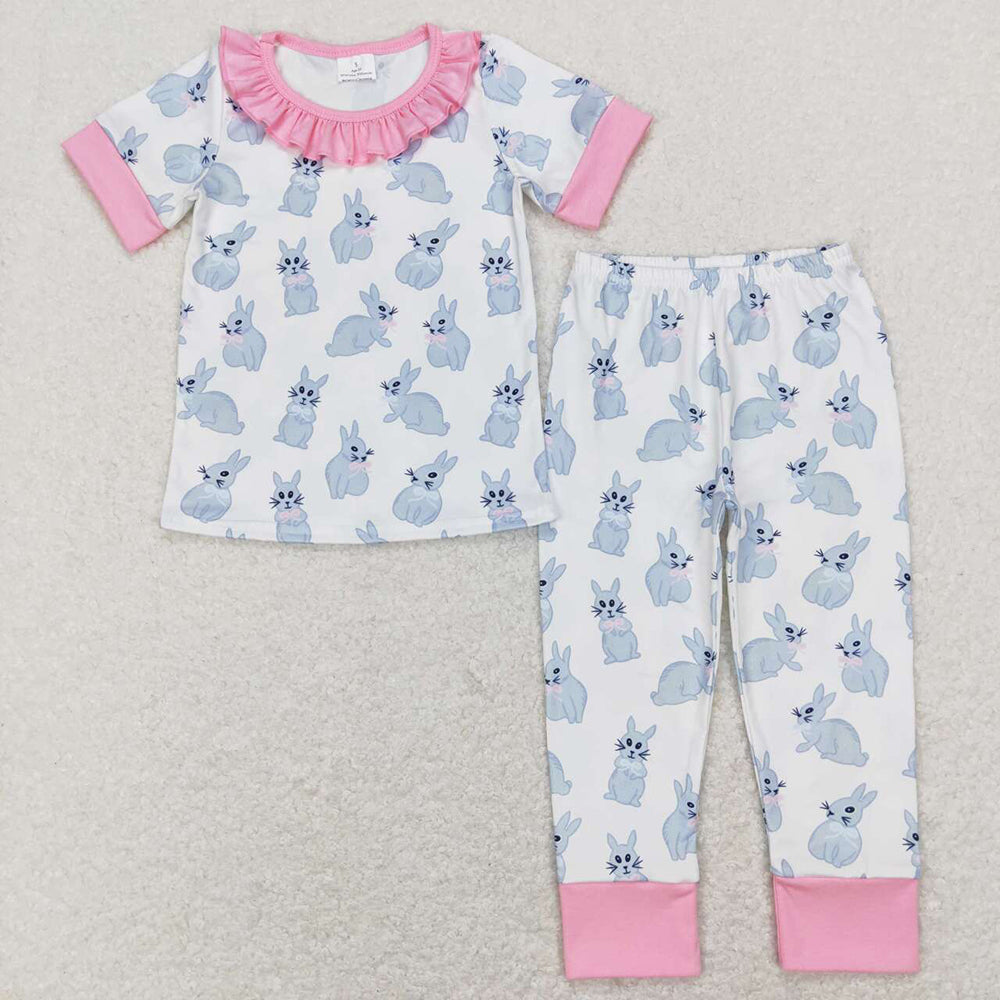 Baby Girls Easter Bunny Short Sleeve Tee Pants Pajamas Clothes Sets