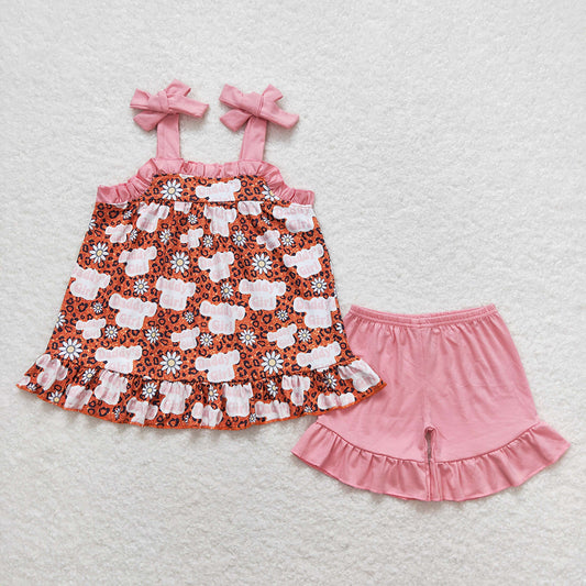 Baby Girls Daddy's Girl Leopard Tunic Ruffle Shorts Outfits Clothing Sets