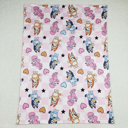 Baby Kids Girls Pink Valentines Dogs Hearts Minky Blankets