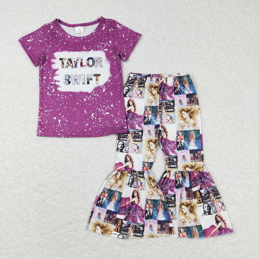 Baby Girls Toddler Singer Purple Top Flare Pants Clothes Sets