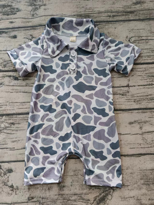 Baby Infant Boys Grey Camouflage Short Sleeve Rompers preorder(moq 5)