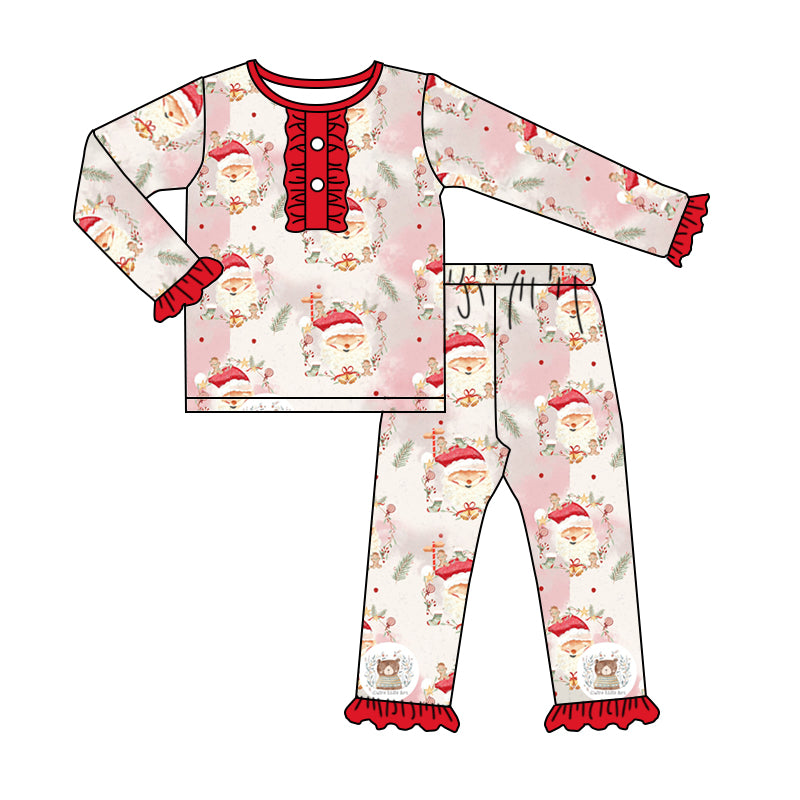 Baby Girls Christmas Santa Red Pjamas 2pcs Clothing Sets preorder(moq 5)