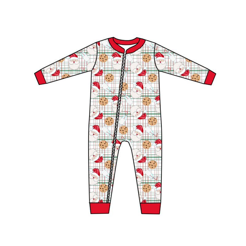 Baby Infant Christmas Santa Checkered Long Sleeve Rompers preorder(moq 5)