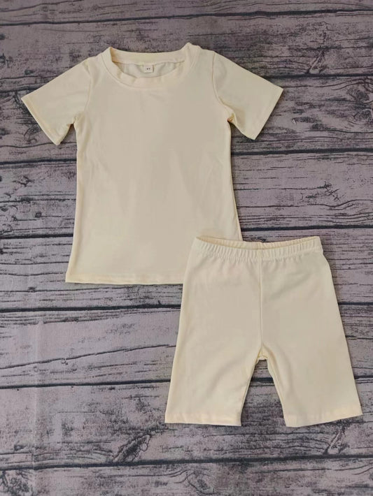 Baby Girls Boys Ivory Cotton Shirt Shorts Pajamas Clothes Sets Preorder(moq 5)