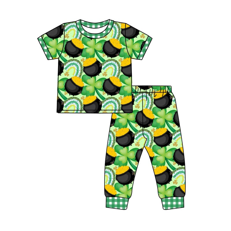 Baby Boys Lucky Quatrefoil Top Pants Pajamas Outfits Clothes Sets preorder(moq 5)