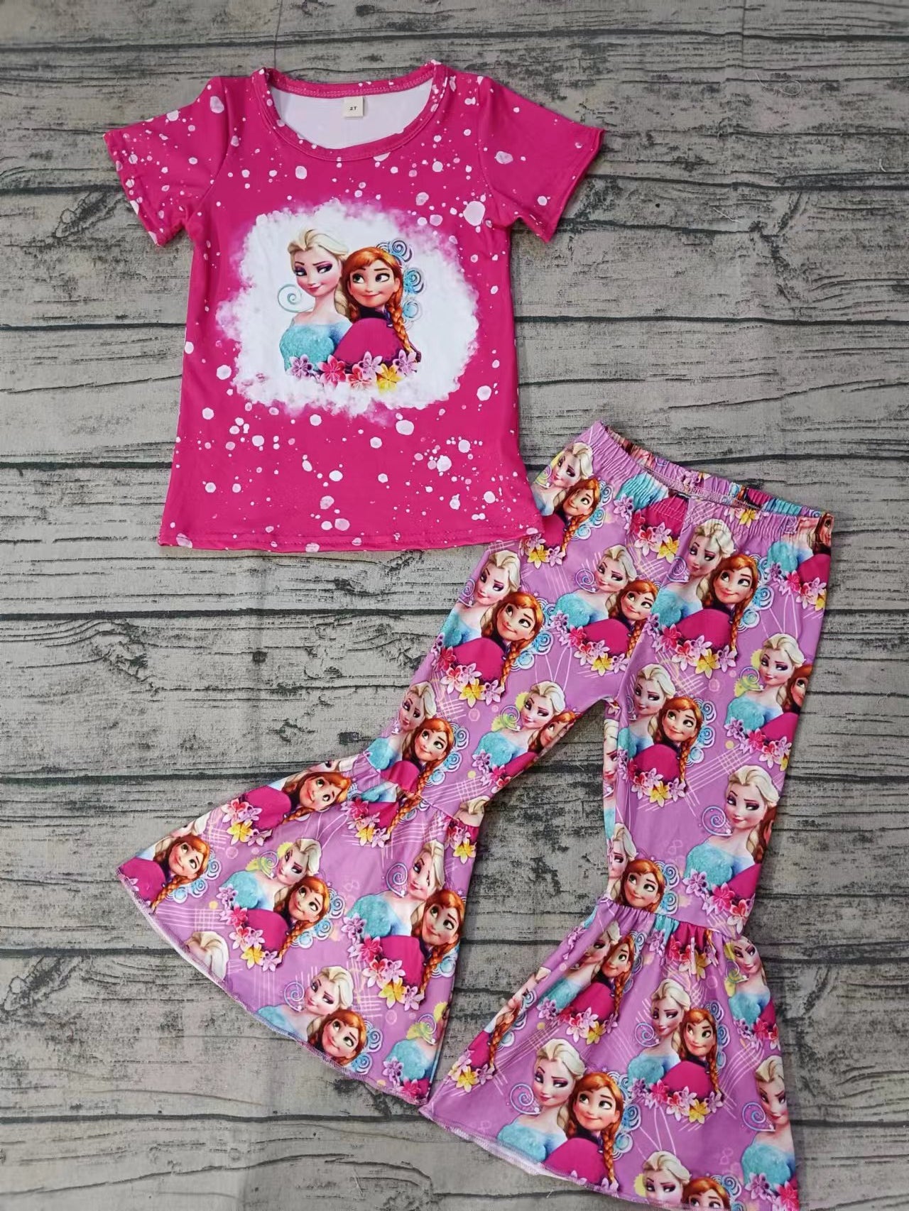 Baby Girls Sister Pink Shirt Tops Bell Pants Clothes Sets preorder(moq 5)