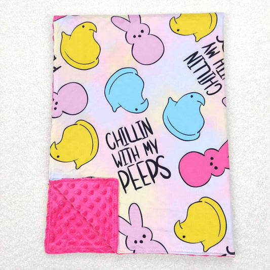 Baby Girls Easter Colorful Rabbits Minky Blankets