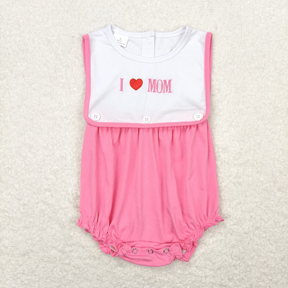 Baby Infant Girls I Love Mom Bib Rompers