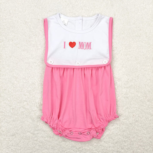 Baby Infant Girls I Love Mom Bib Rompers