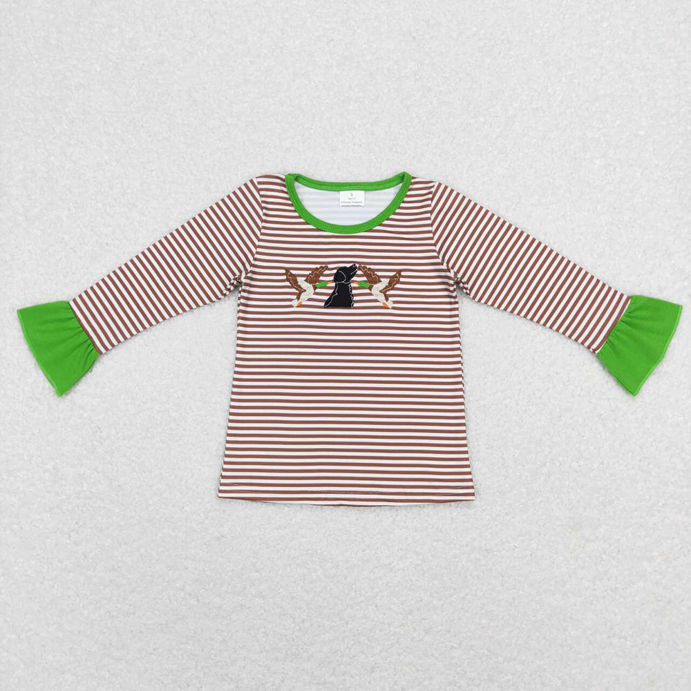 Baby Children Kids Duck Stripes Sibling Embroidery Tee Shirts