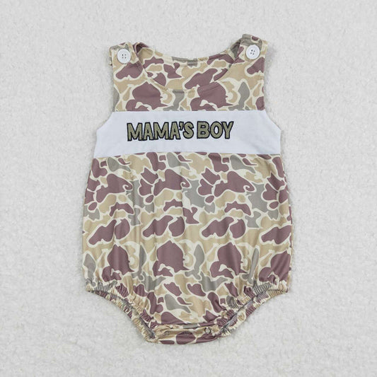 Baby Infant Boys Camo Mama's Boy Summer Sleeveless Rompers