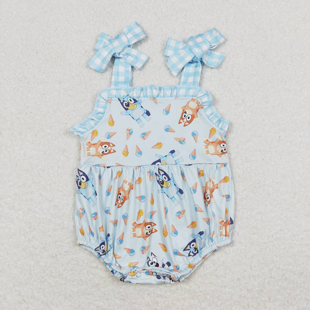 Baby Infant Girls Dogs Popstick Straps Ruffle Rompers