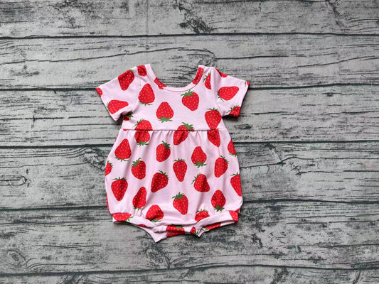 Baby Girls Strawberry Short Sleeve Rompers