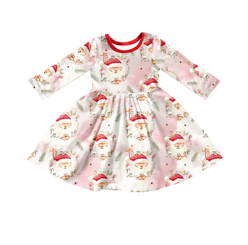 Baby Girls Red Christmas Santa knee length Dresses preorder(moq 5)