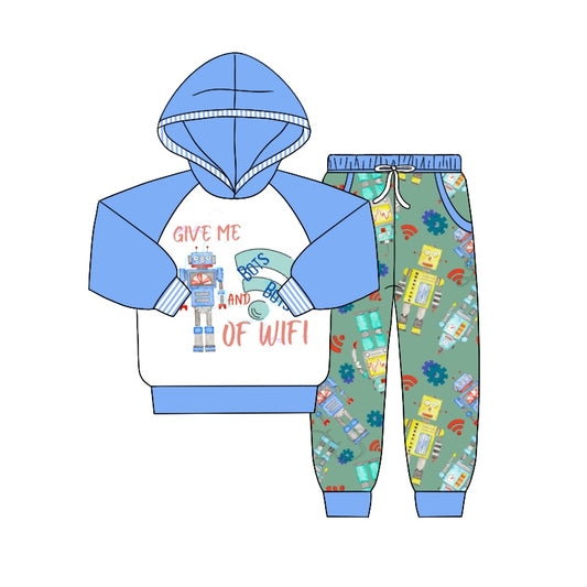 Baby Boys Hooded Roborts Top Pants Outfits Clothes Sets preorder(moq 5)