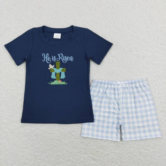 Baby Boys Easter He Is Risen Shirt Tee Black Shorts Clothes Sets