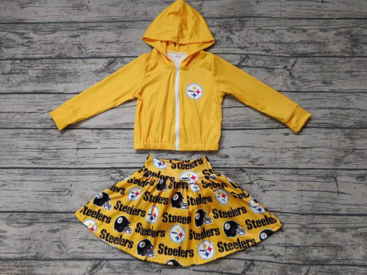 Baby Girls Steelers Team Hooded Top Skirts Clothes Sets preorder(moq 5)