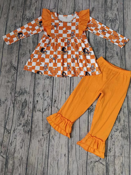 Baby Girls Tennessee Team Tunic Top Ruffle Pants Clothes Sets preorder(moq 5)