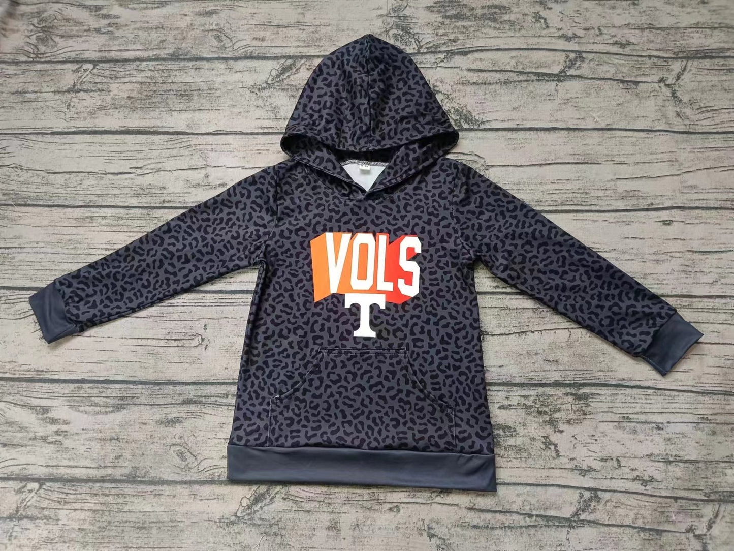 Baby Girls Leopard Vols T Team Football Hooded Zip Tops preorder(MOQ 5)