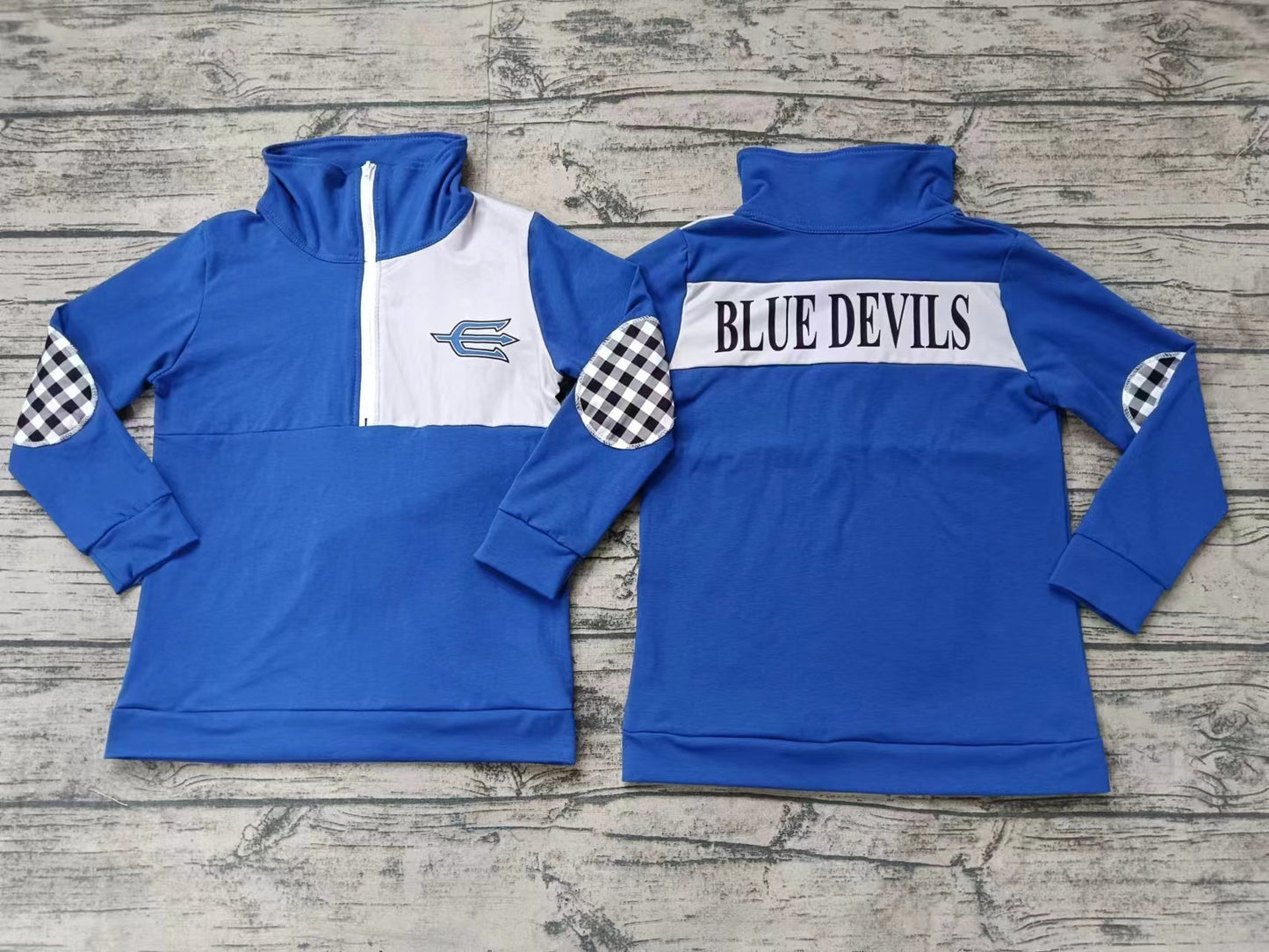 Baby Boys Blue Devils Team Football Zip Pullovers Tops preorder(MOQ 5)