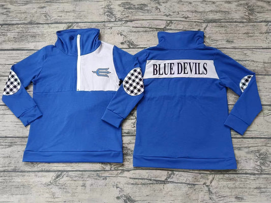 Baby Boys Blue Devils Team Football Zip Pullovers Tops preorder(MOQ 5)