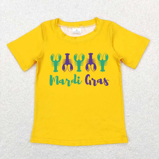 Baby Boys Mardi Gras Crawfish Yellow Short Sleeve Tee Shirts Tops