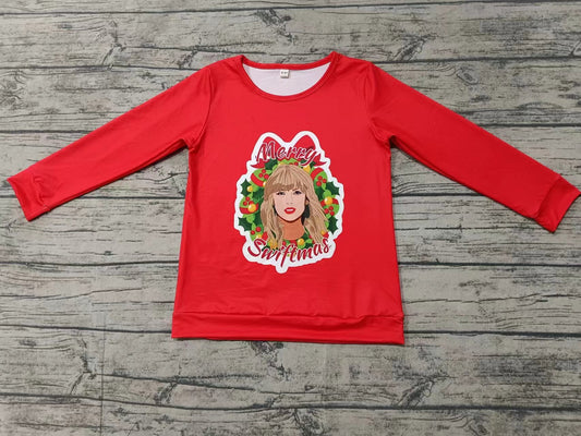 Baby Girls Christmas Red Singer Long Sleeve Tee Shirts Tops preorder(MOQ 5)