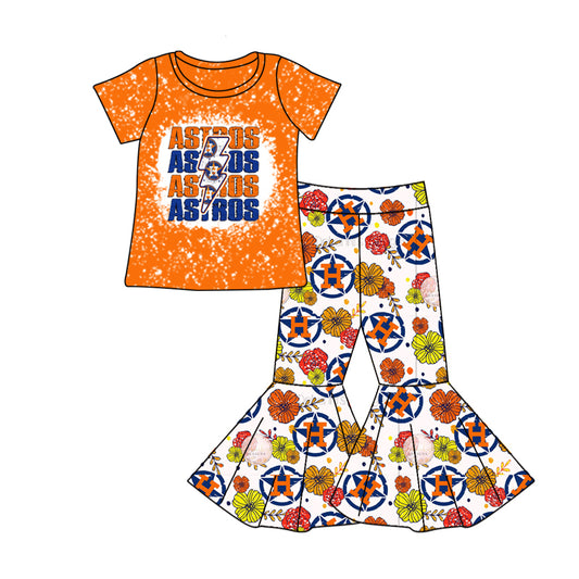 Baby Girls Orange Team H Top Bell Pants Clothing Sets preorder(moq 5)