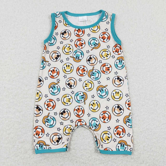Baby Boys Smile Hats Green Sleeveless Rompers