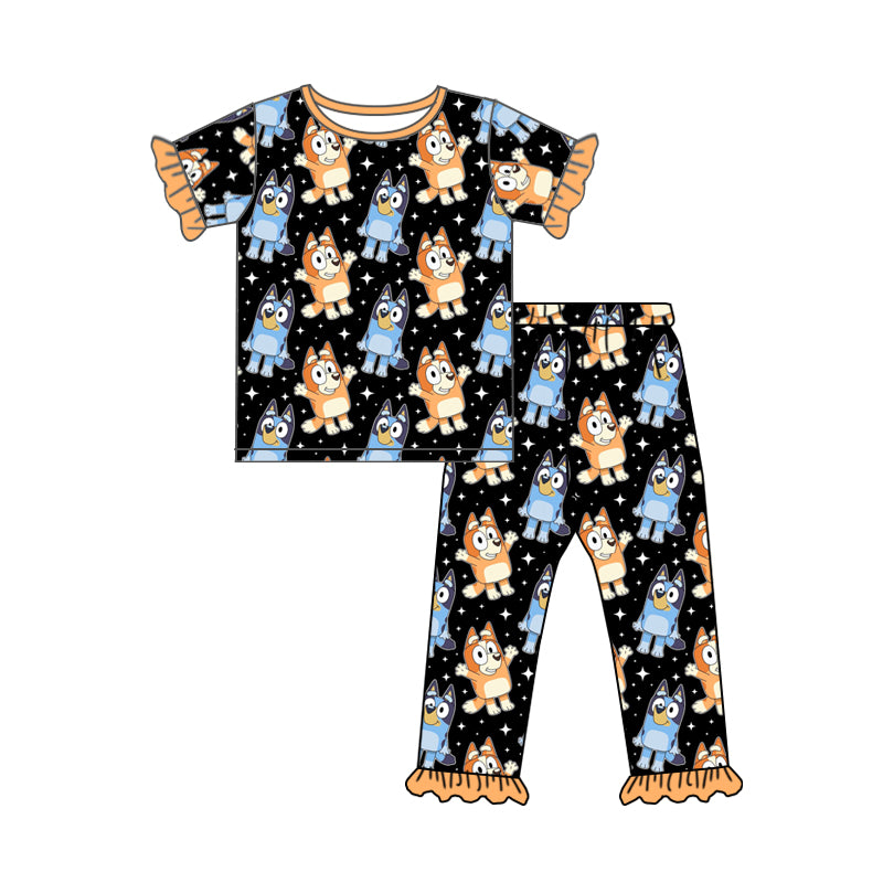 Baby Girls Dogs Blue Shirt Pants Pajamas Clothes Sets preorder(moq 5)