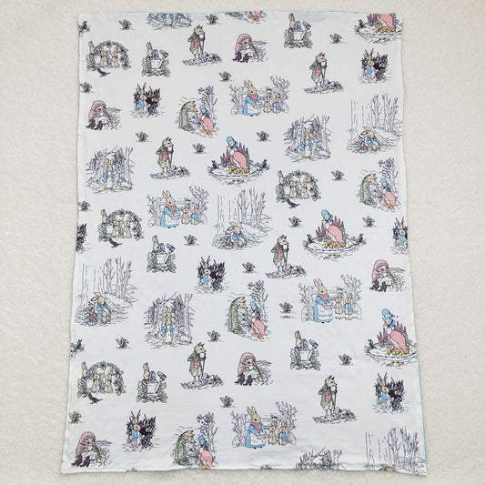 Baby Boys Easter Blue Rabbits Minky Blankets