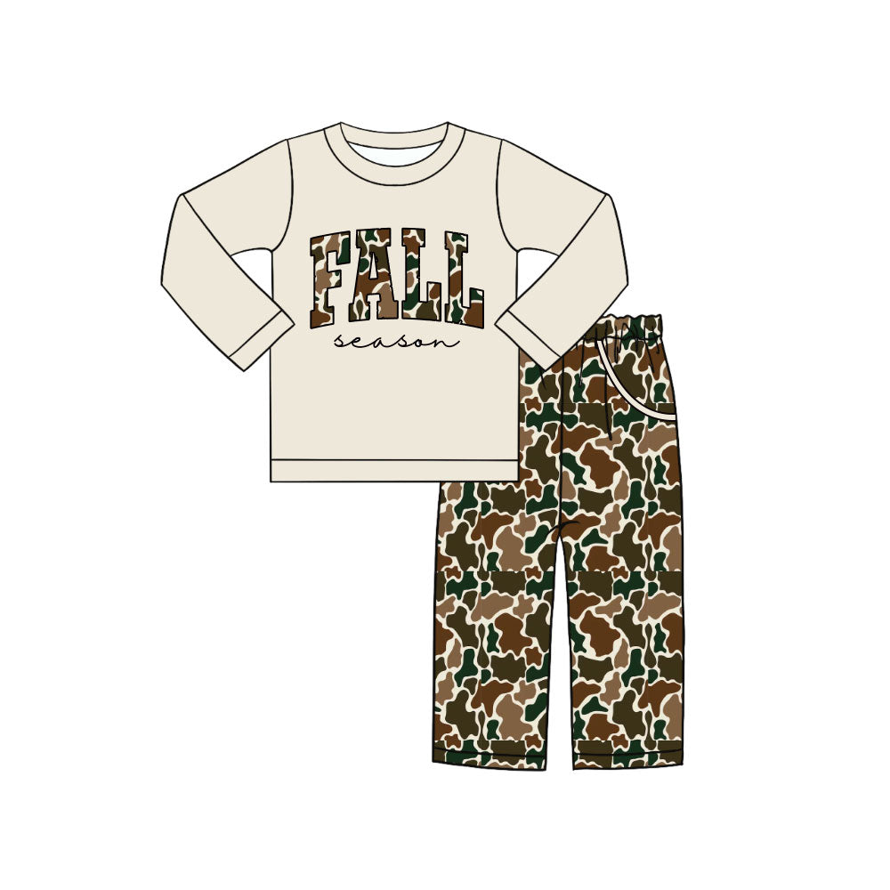 Preorder (moq 5)Baby Boys Long Sleeve Southern Camo Fall Top Pockets Pants Clothes Sets