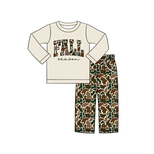 Preorder (moq 5)Baby Boys Long Sleeve Southern Camo Fall Top Pockets Pants Clothes Sets