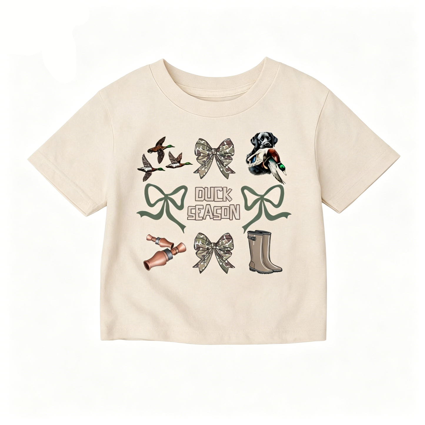 Preorder (moq 5)Baby Girls Short Sleeve Bows Ducks Dogs Hunting T-shirts Tops