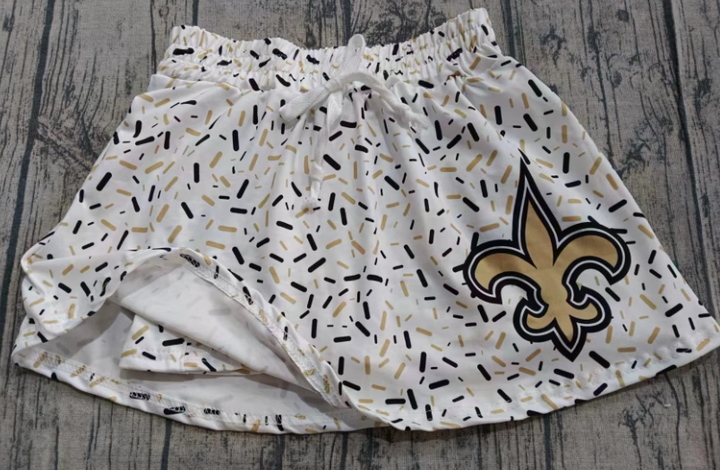 Preorder (moq 5)Baby Girls White Drip Saint Team Skirts Shorts Bottom